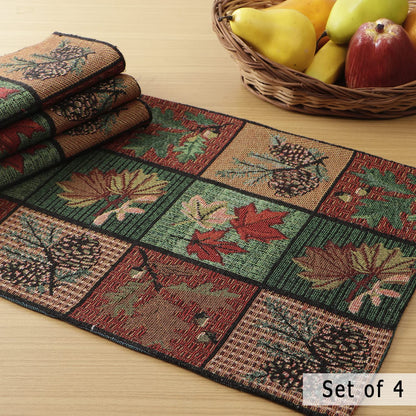Cotton Jacquard Dining Table Mats, Multicolor Leaf