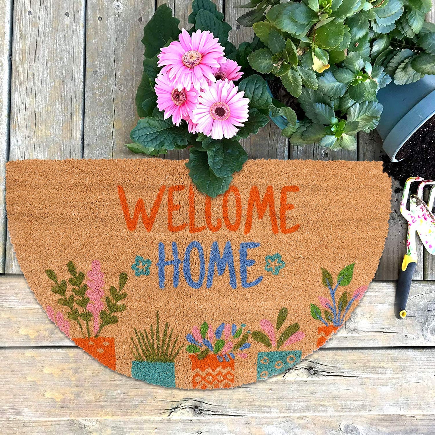 Large 45X75Cm Coir Door Mats For Entrance Big Size Welcome Mat, Welcome Home, Blue (Rectangular)