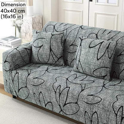 Waterproof & Quick-Dry Quilted Sofa Cover with Pockets on Armrest, Intense Grey Abstract Floral
