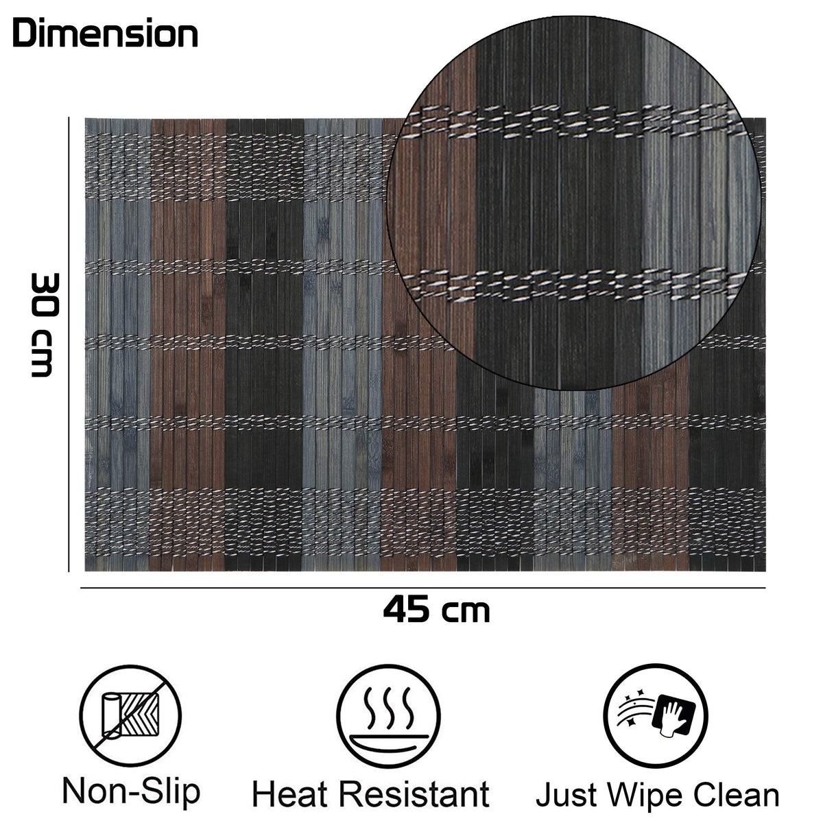 Buy reversible bamboo dining table mat | Hokipo