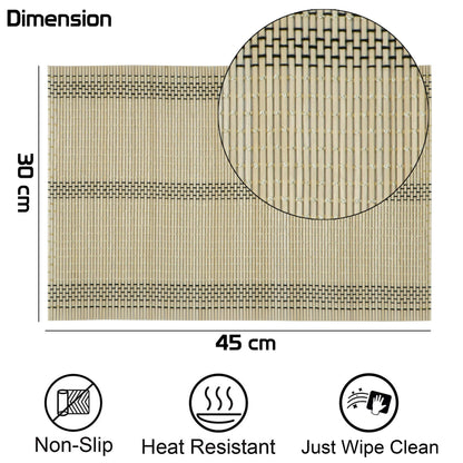 Heat Resistant Bamboo Placemats Set of 6 Dining Table Mats