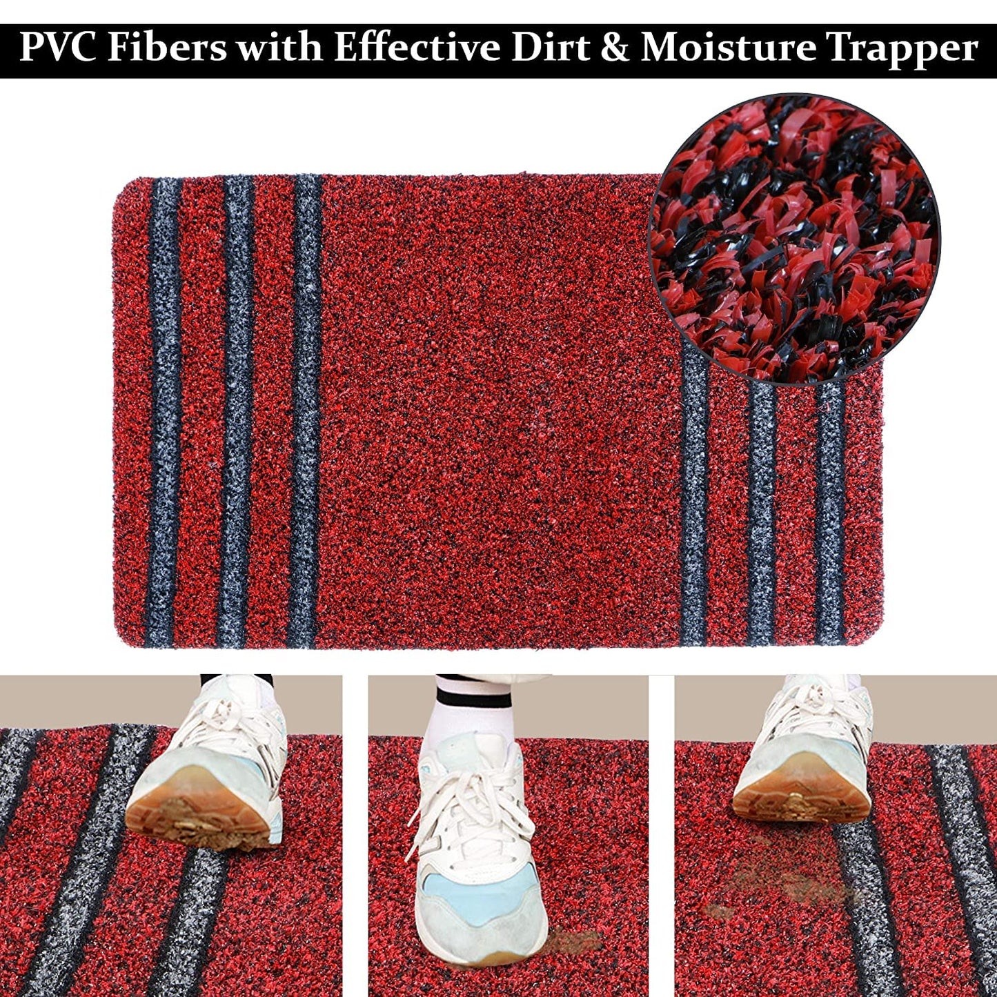 48 X 78 Cm Doormats For Entrance Rectangular Big Size (Red, Polypropylene, Standard)