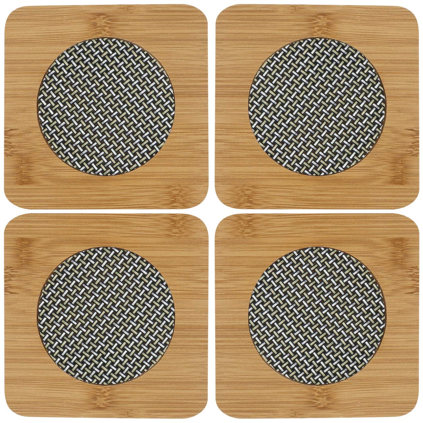 HOKIPO Eco-Friendly Bamboo Wooden Coasters for Dining Table Heat Pad for Kitchen - Pack of 2/4/6