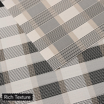 Classic Checks PVC Washable Mats for Dining Table - Sable Black