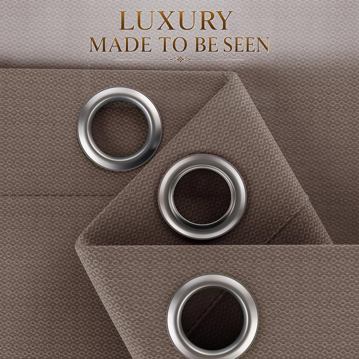 HOKIPO Horizon Dimout Eyelet Curtains, 7 Feet Long - Mocha Brown - image 3