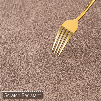 Modern Weaves Royal Luxe Faux Leather Mats for Dining Table - Cocoa Brown