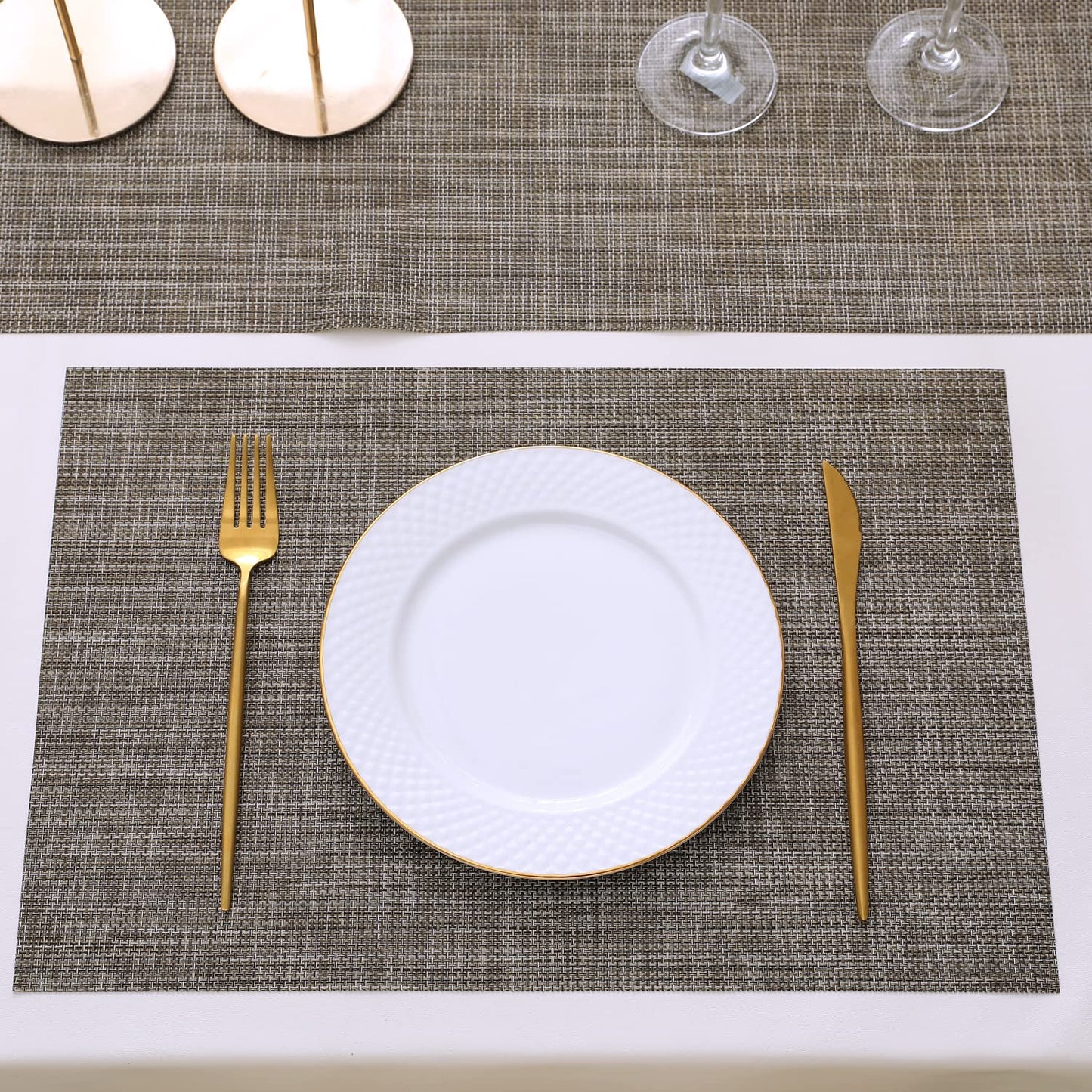 PVC Dining Table Mats, Ash Grey