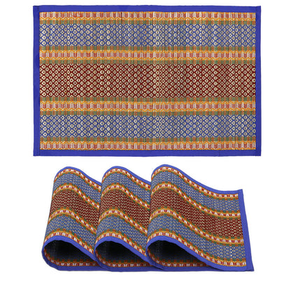 Handmade Madurkathi River Grass Dining Table Mats, Blue