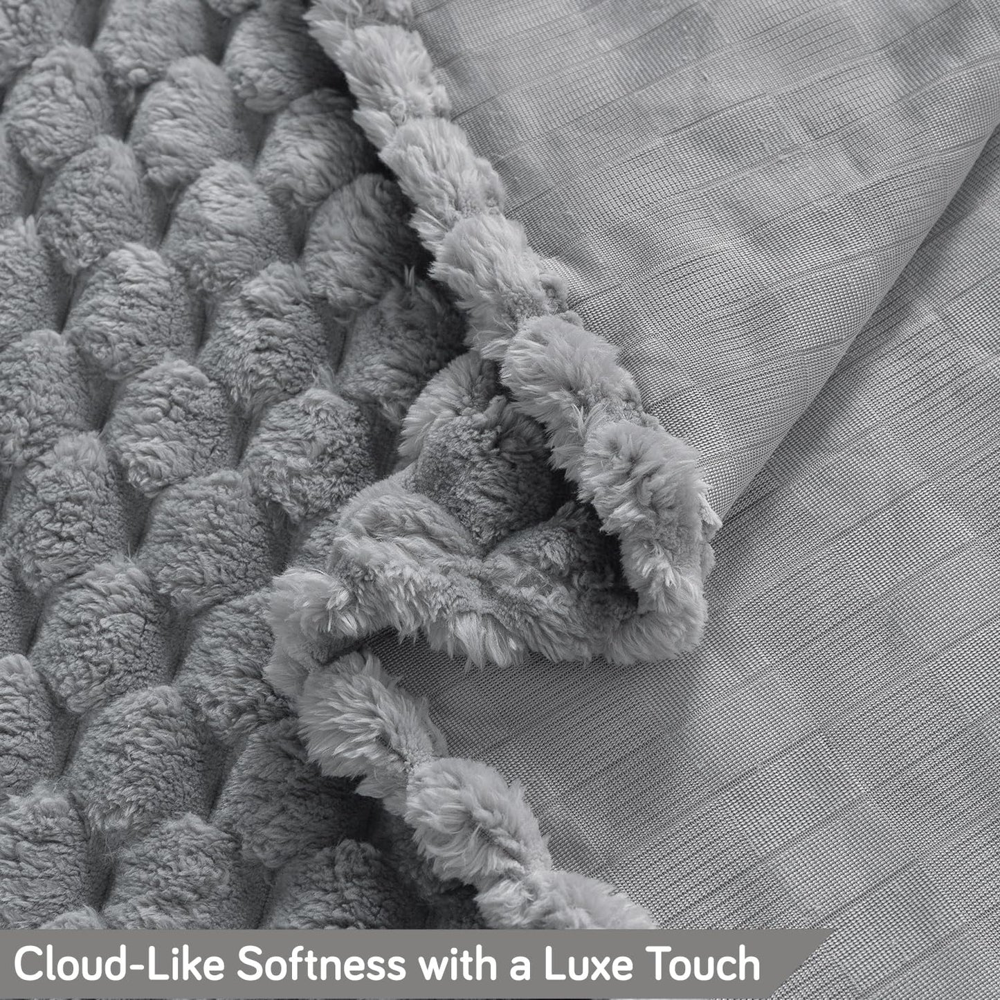 Luxury Rabbit Wool Plush Sofa Throw, Moon Grey