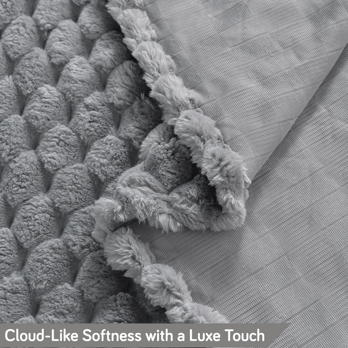 Luxury Rabbit Wool Plush Sofa Throw, Moon Grey