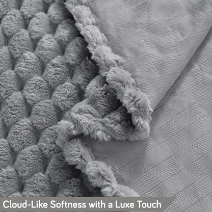 Luxury Rabbit Wool Plush Sofa Throw, Moon Grey