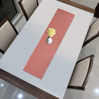 Cotton Ribbed Washable Table Runner for Dining Table 4 Seater, 12x54 Inches, Red