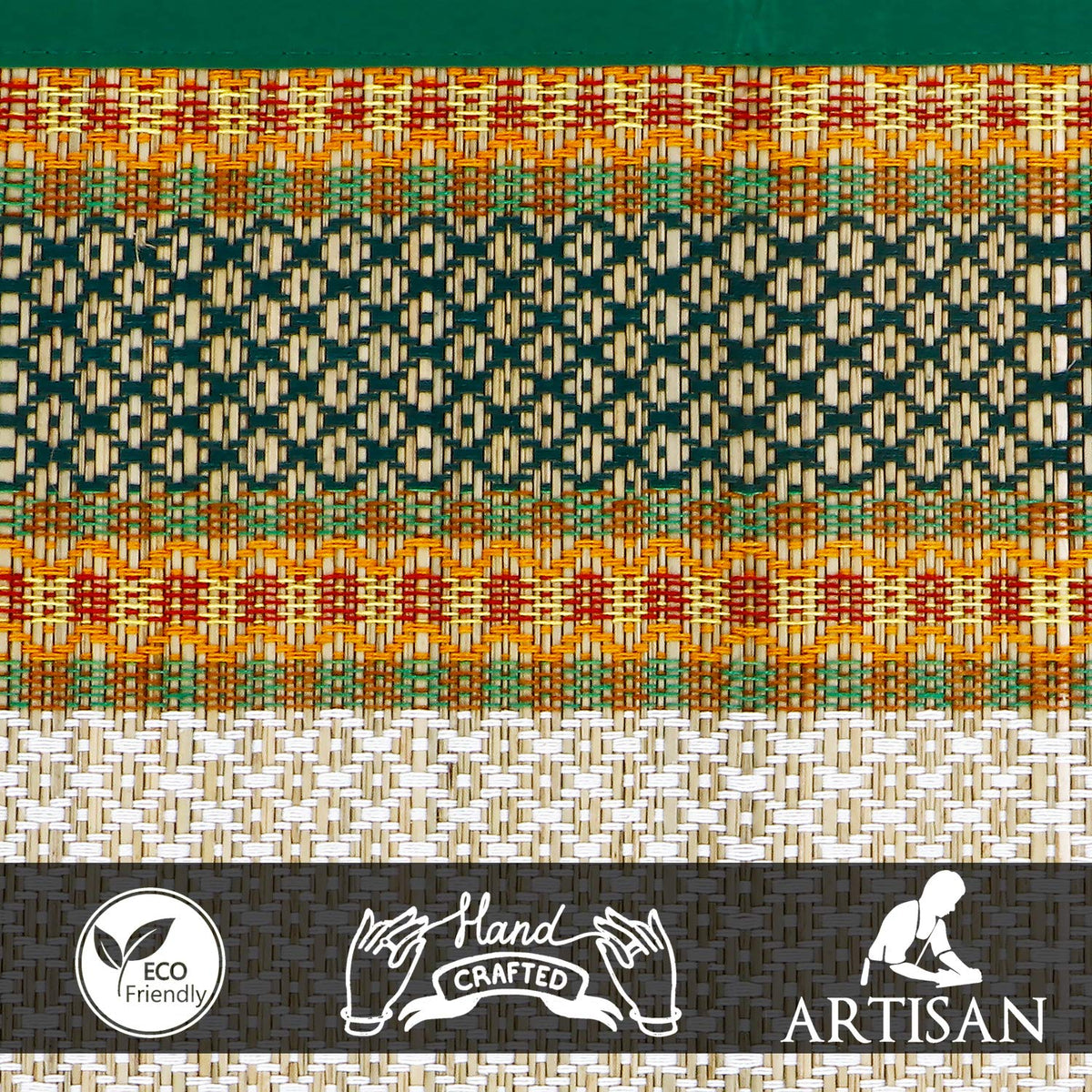 Handmade Madurkathi River Grass Dining Table Mats, Green