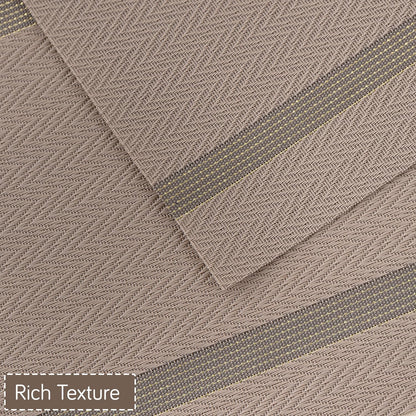 Chevron Stripes PVC Mats for Dining Table - Taupe Brown