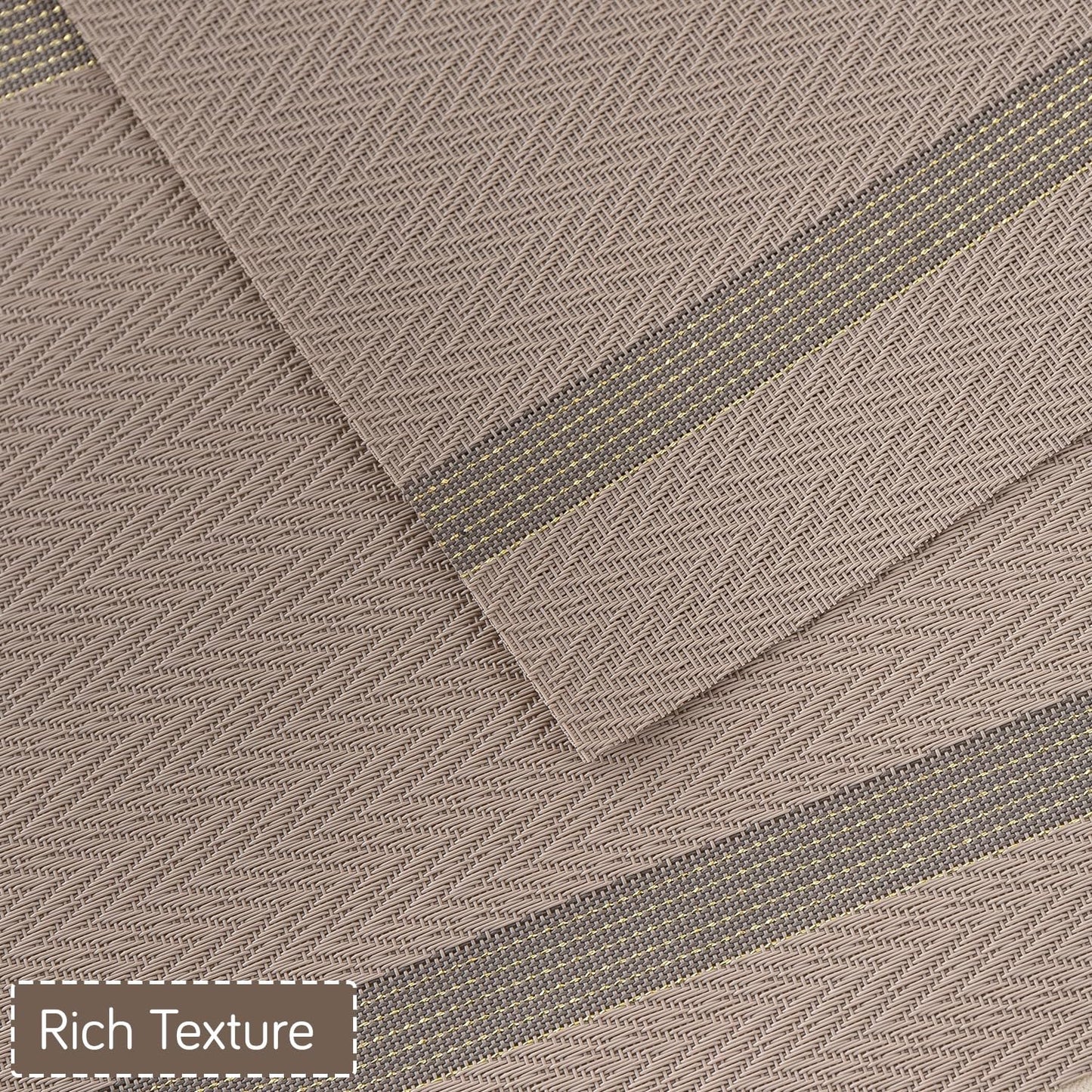 Chevron Stripes PVC Mats for Dining Table - Taupe Brown