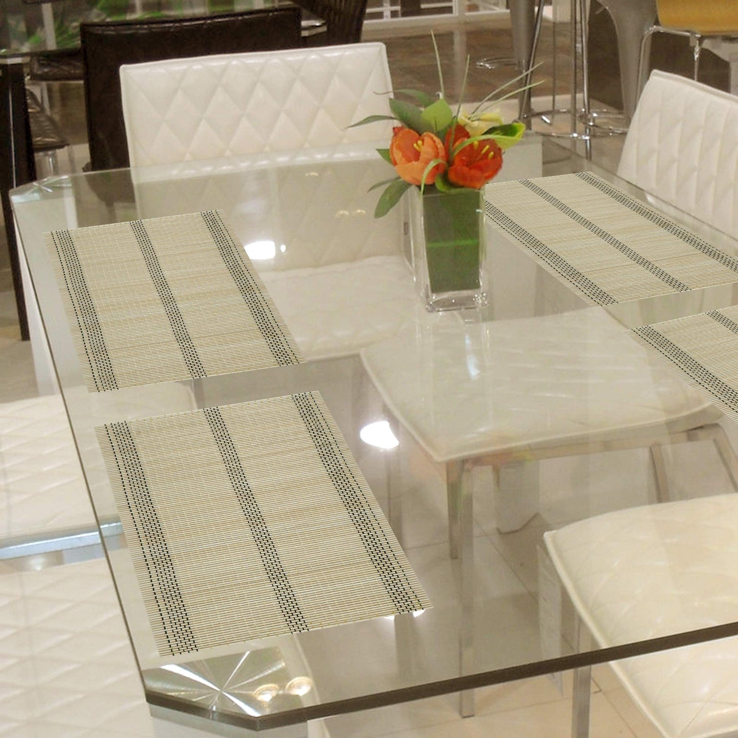 Heat Resistant Bamboo Placemats Set of 6 Dining Table Mats