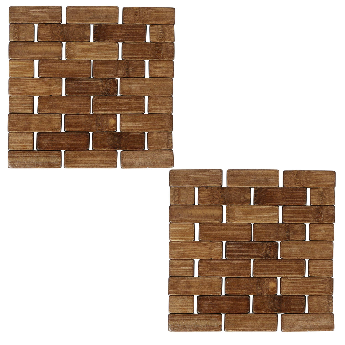 Buy Dark Brown Woven Square Bamboo Coaster set (18x18 cm)