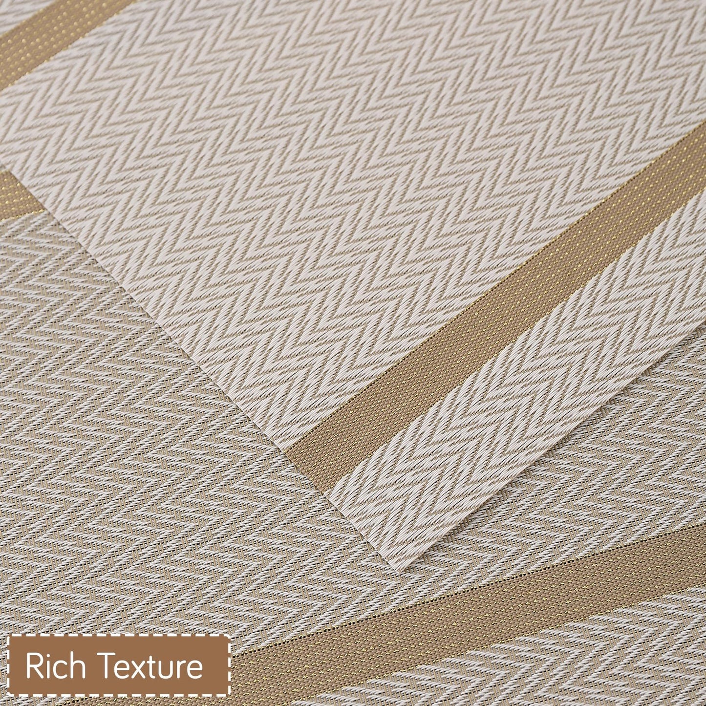 Chevron Stripes PVC Mats for Dining Table - Warm White