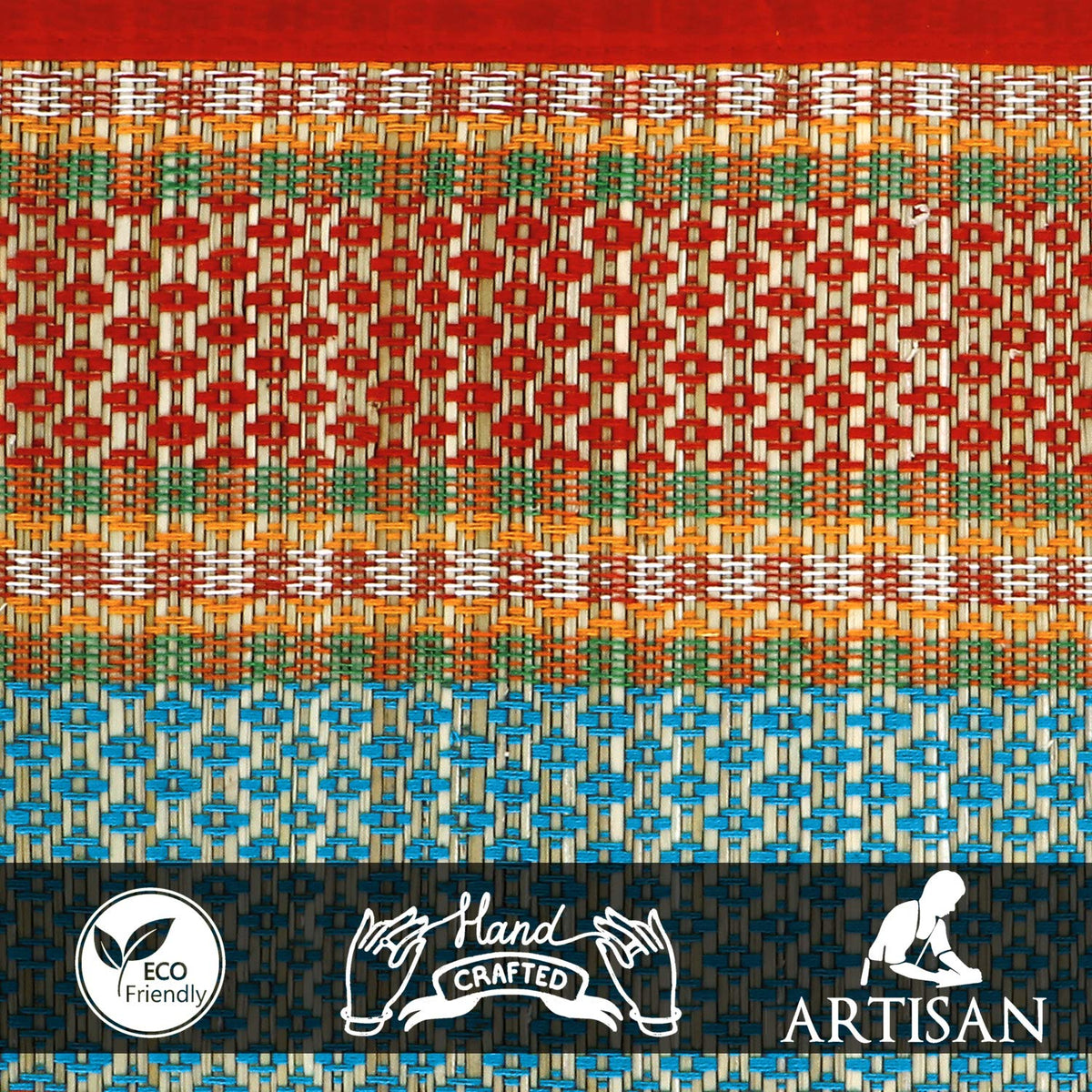 Handmade Madurkathi River Grass Dining Table Mats, Red