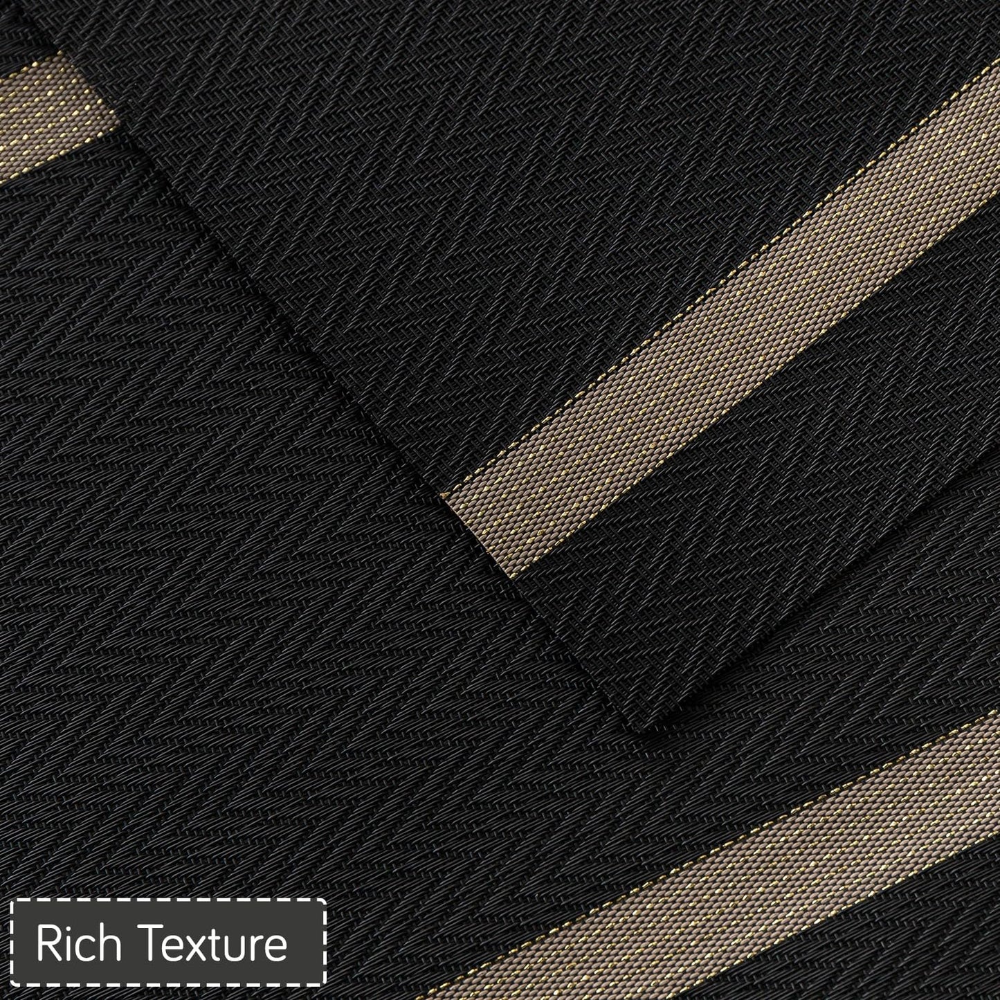 Chevron Stripes PVC Mats for Dining Table - Jet Black