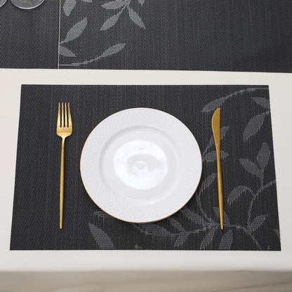 PVC Dining Table Mats, Black Leaves