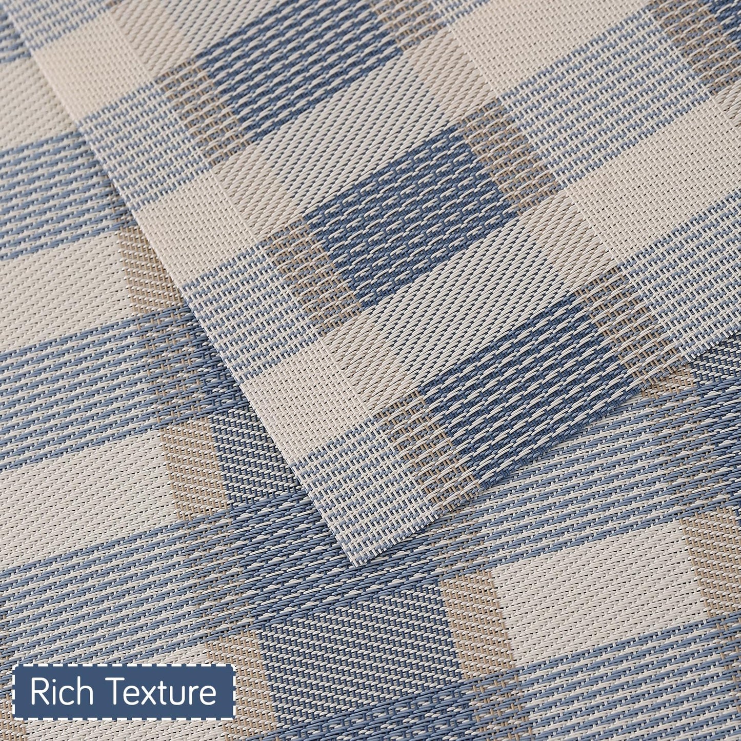 Classic Checks PVC Washable Mats for Dining Table - Pacific Blue