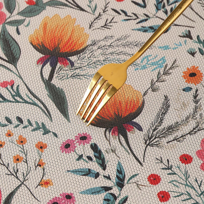 Artistic Flora PVC Washable Mats for Dining Table - Cosmos