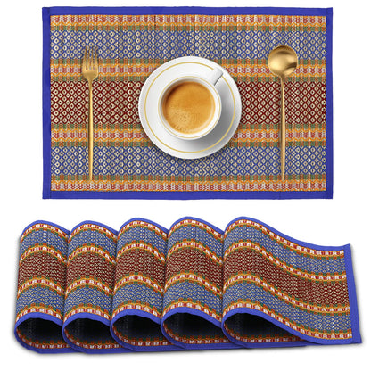 Handmade Madurkathi River Grass Dining Table Mats, Blue