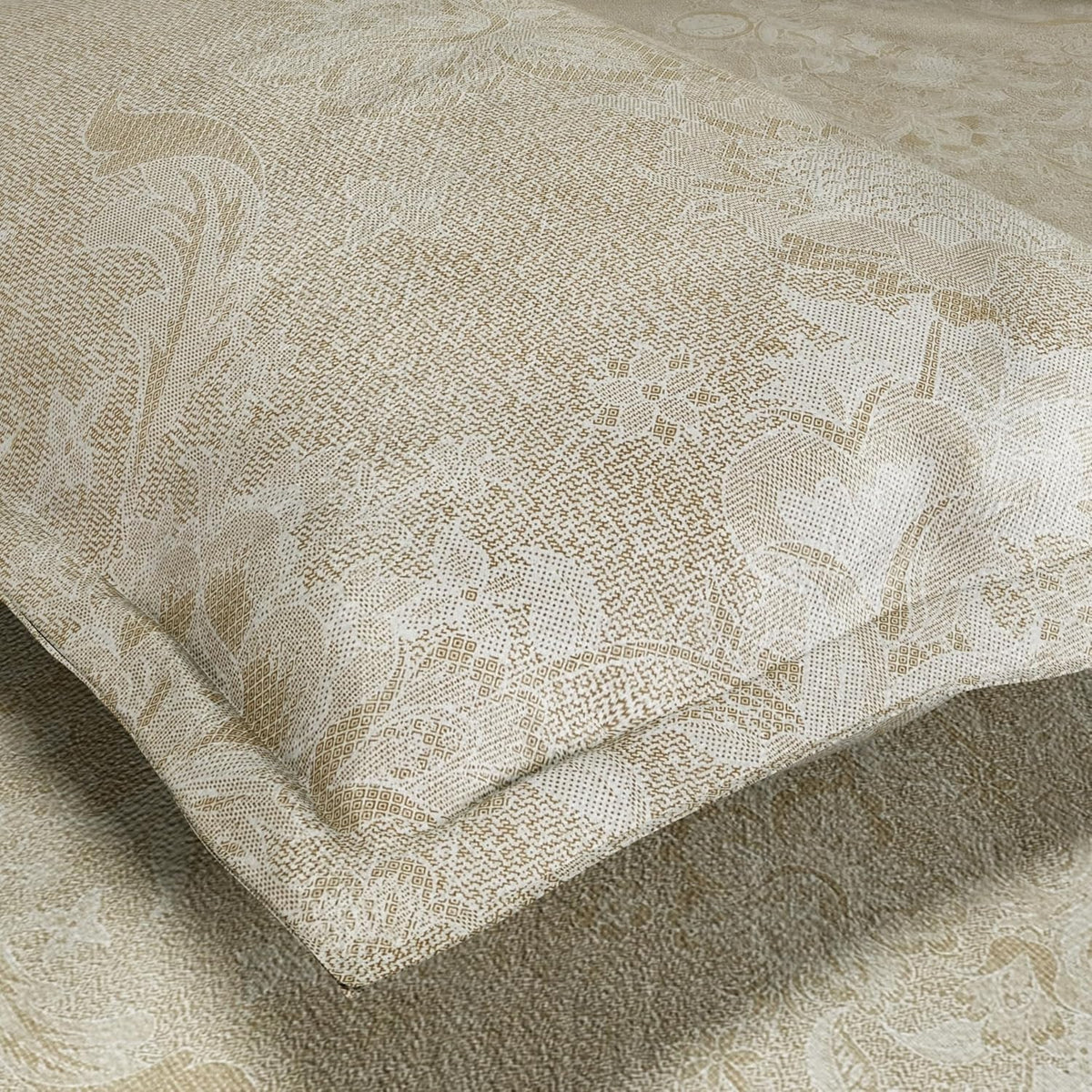 HOKIPO King Size Cotton Bedsheet, 2 Pillow Covers, Floral, Beige & Ivory - image 3