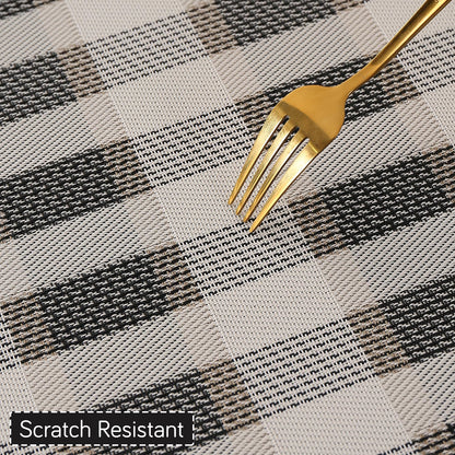 Classic Checks PVC Washable Mats for Dining Table - Sable Black