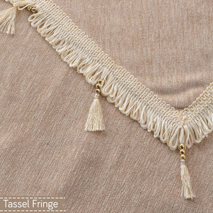 Serenity Tassel Chenille Sofa Cover with Tassel – Ivory Fringe