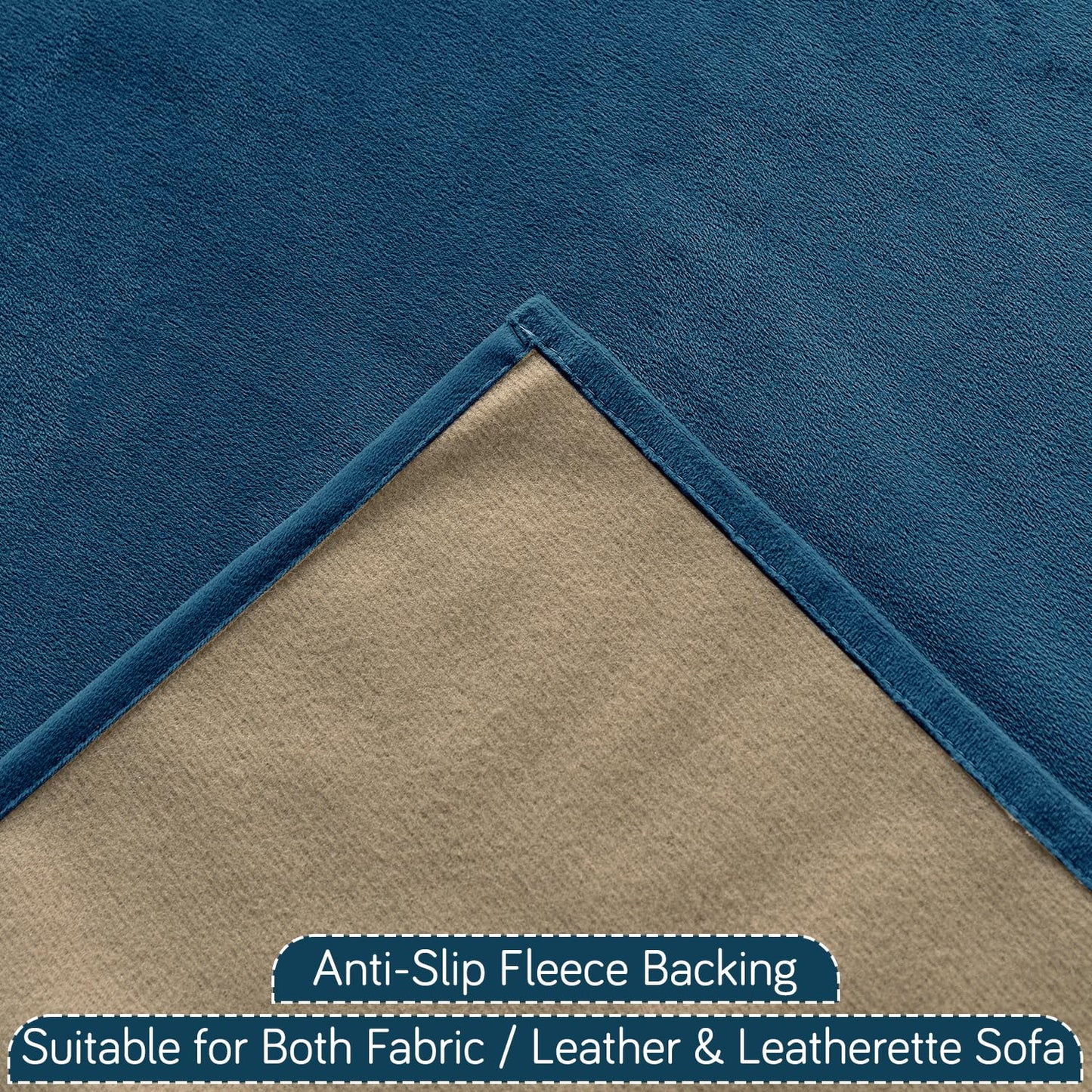 Premium Holland Velvet 5-Seater Sofa Cover (3+1+1), TasselTone Series | Sea Blue
