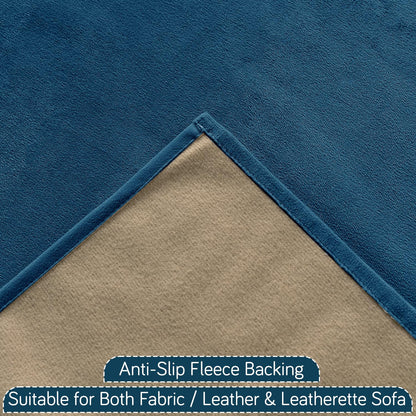Premium Holland Velvet 5-Seater Sofa Cover (3+1+1), TasselTone Series | Sea Blue