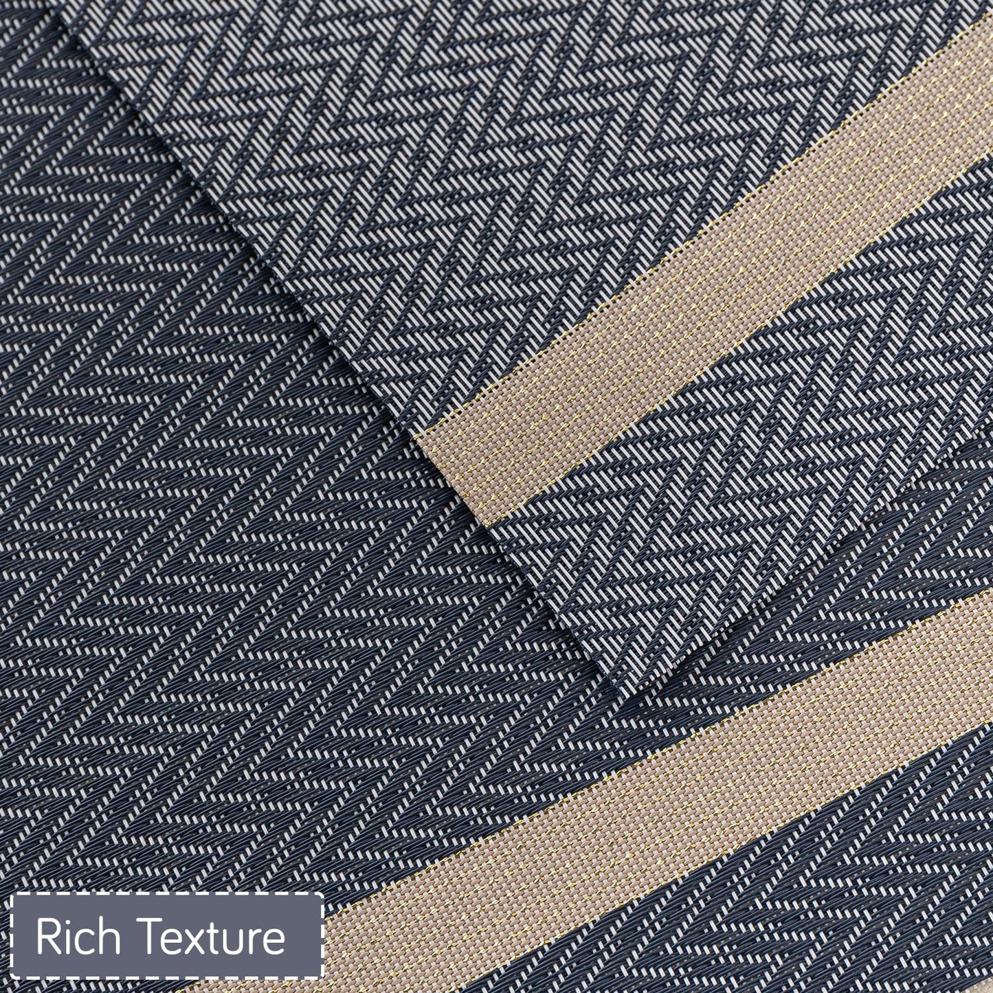Chevron Stripes PVC Mats for Dining Table - Charcoal Blue