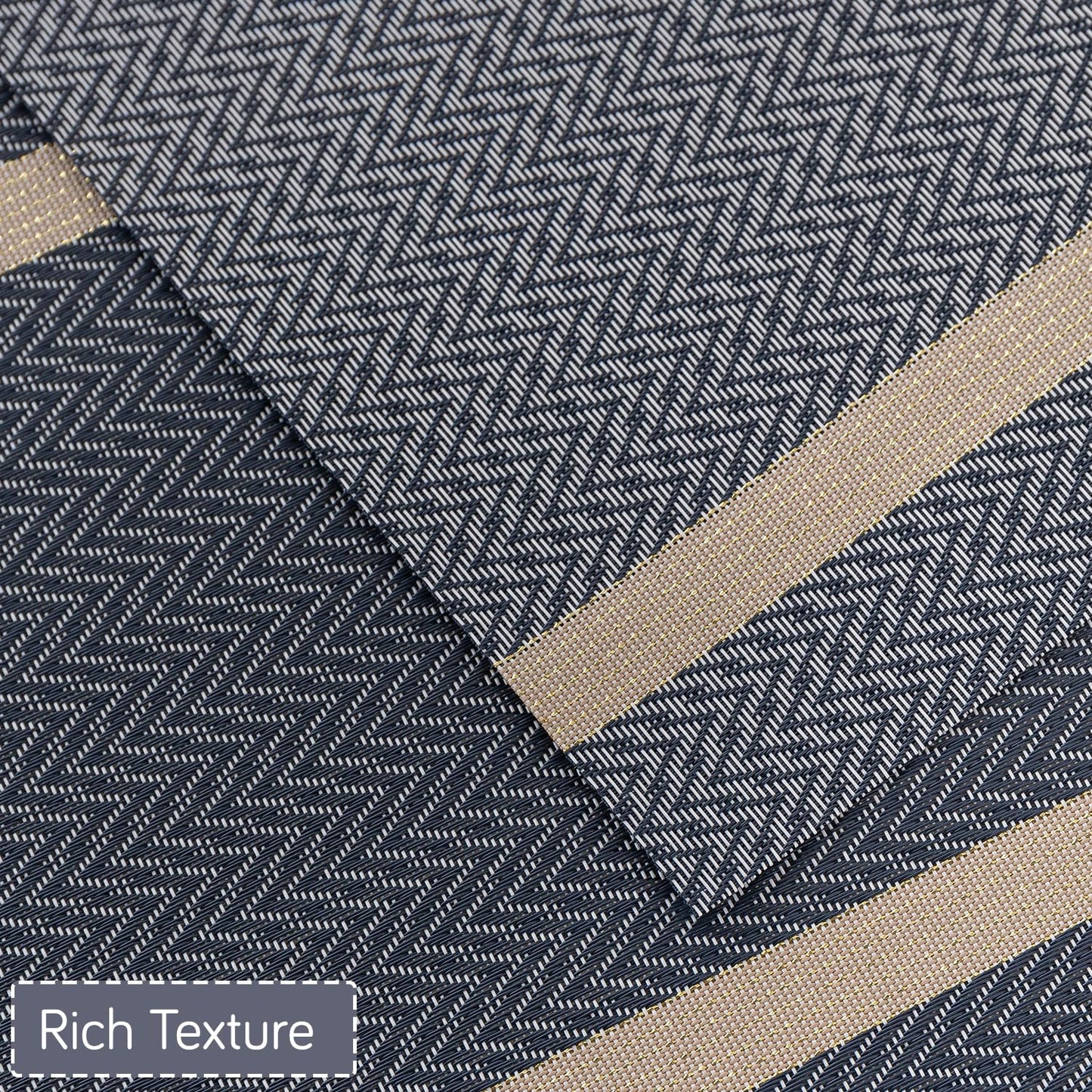 Chevron Stripes PVC Mats for Dining Table - Charcoal Blue
