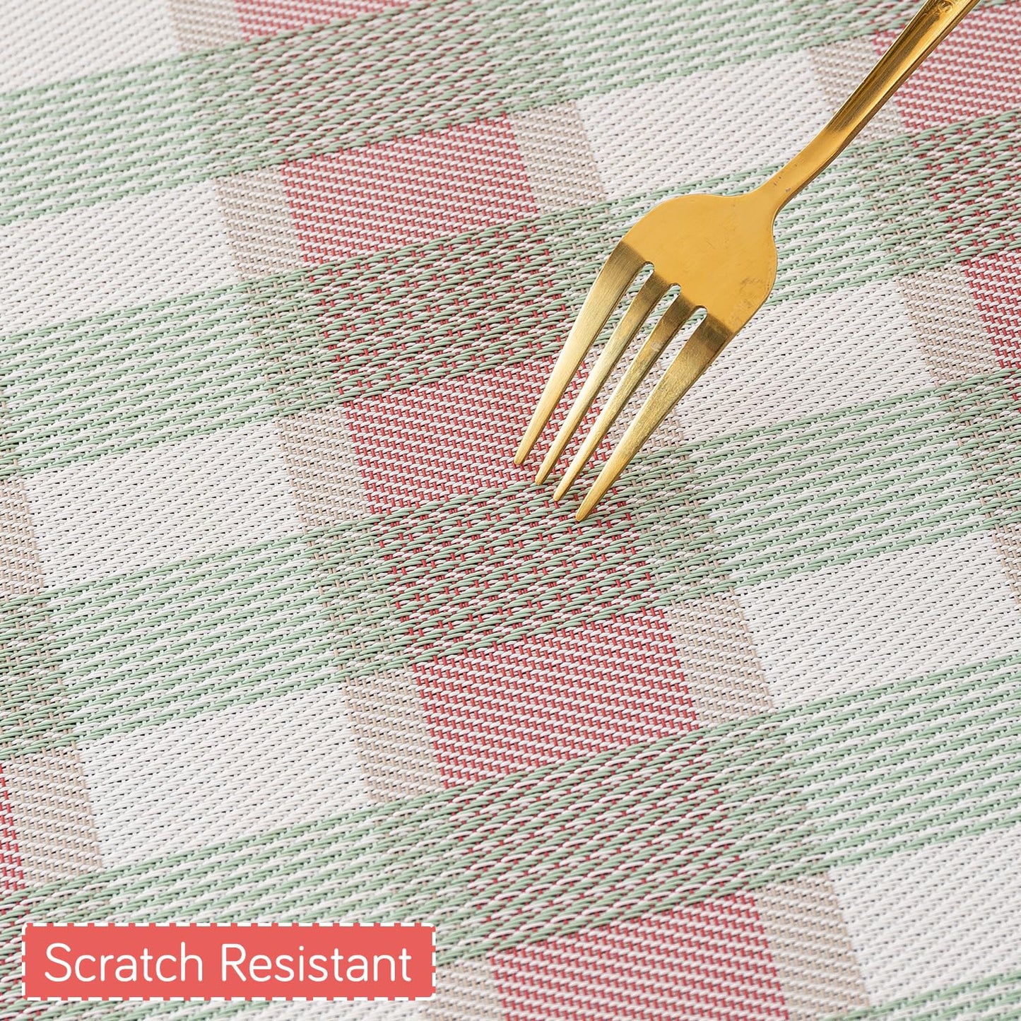 Classic Checks PVC Washable Mats for Dining Table - Mint Green
