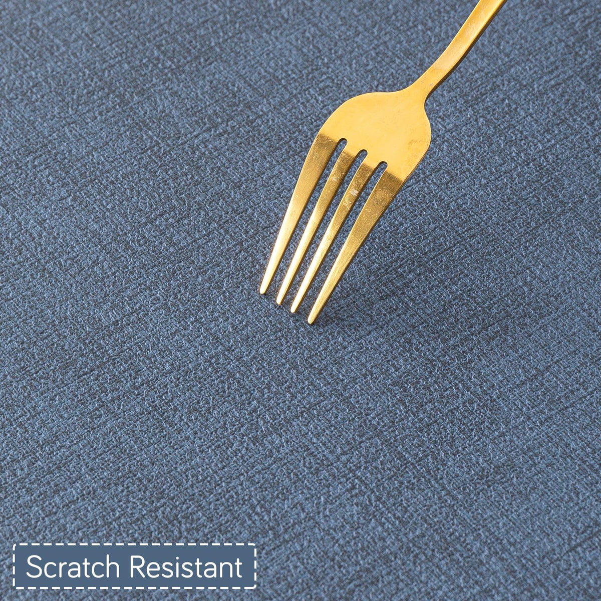 Modern Weaves Royal Luxe Faux Leather Mats for Dining Table - Navy Blue
