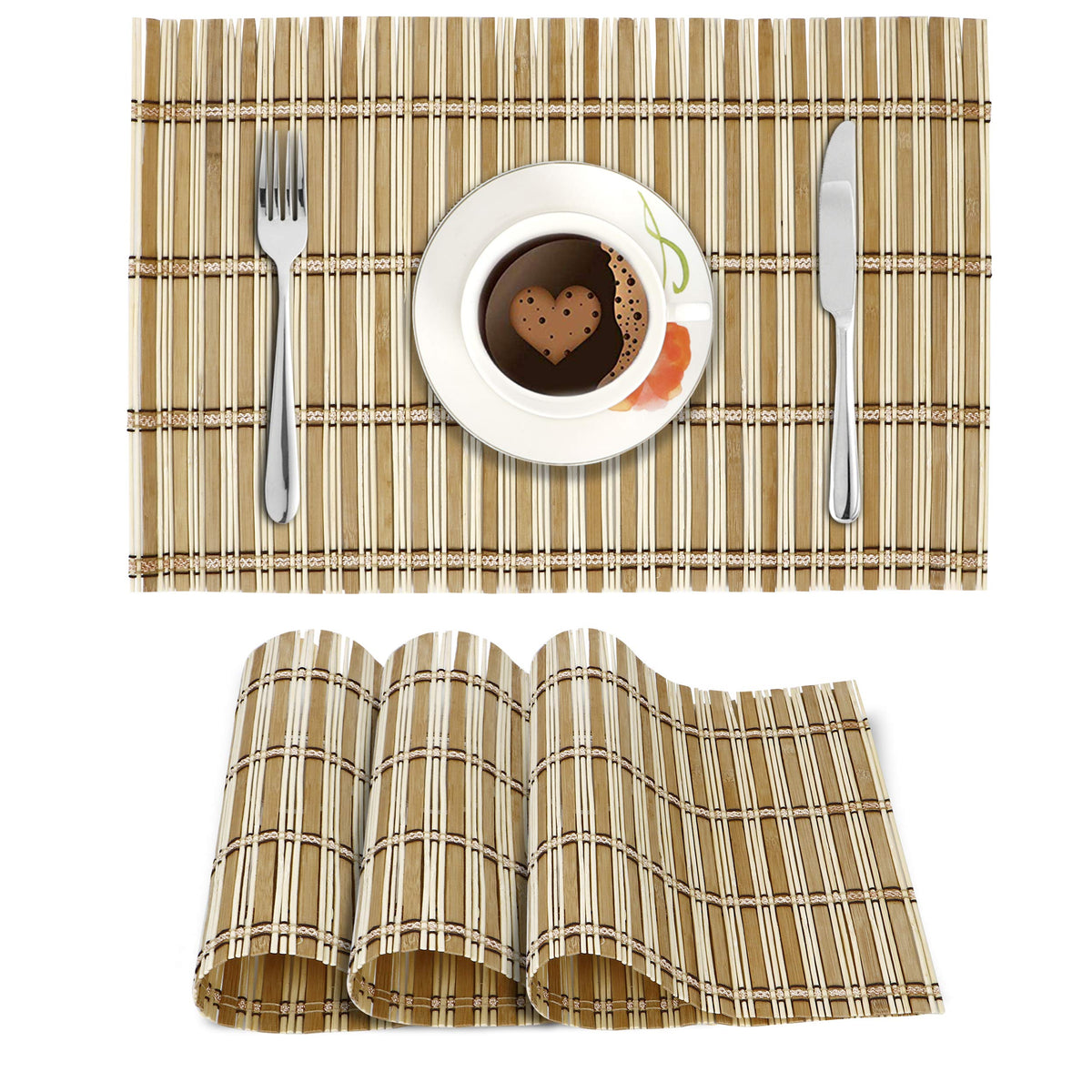 Heat Resistant Placemats Set of 4 Dining Table Mats, 45x30 cm, Hazelnut Brown