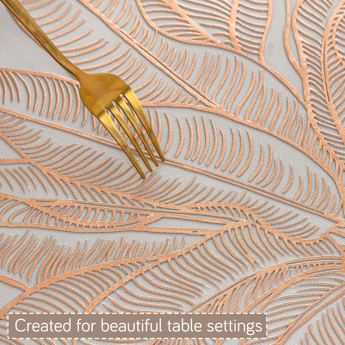 Metallic Glow Shining Mats for Dining Table, Paradise Arch Leaves - Rose Gold