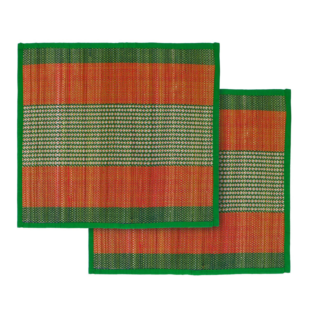 Natural River Grass Handcrafted Pooja Floor Mats/Meditation Prayer Mat/Sittting Mat/Aasan Mat Chatai for Pack of 2/4/6/8, Green