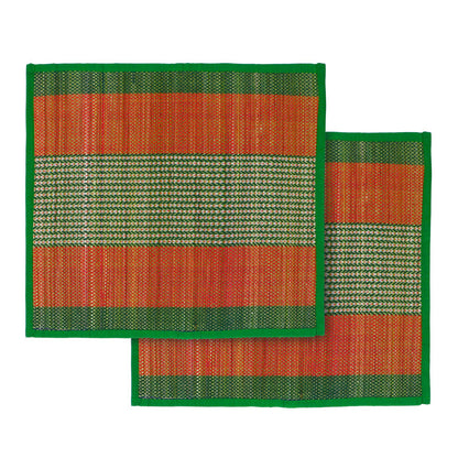 Natural River Grass Handcrafted Pooja Floor Mats/Meditation Prayer Mat/Sittting Mat/Aasan Mat Chatai for Pack of 2/4/6/8, Green