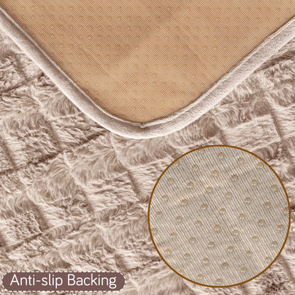 Premium Plush Anti Slip Sofa Cover Mat, Beige
