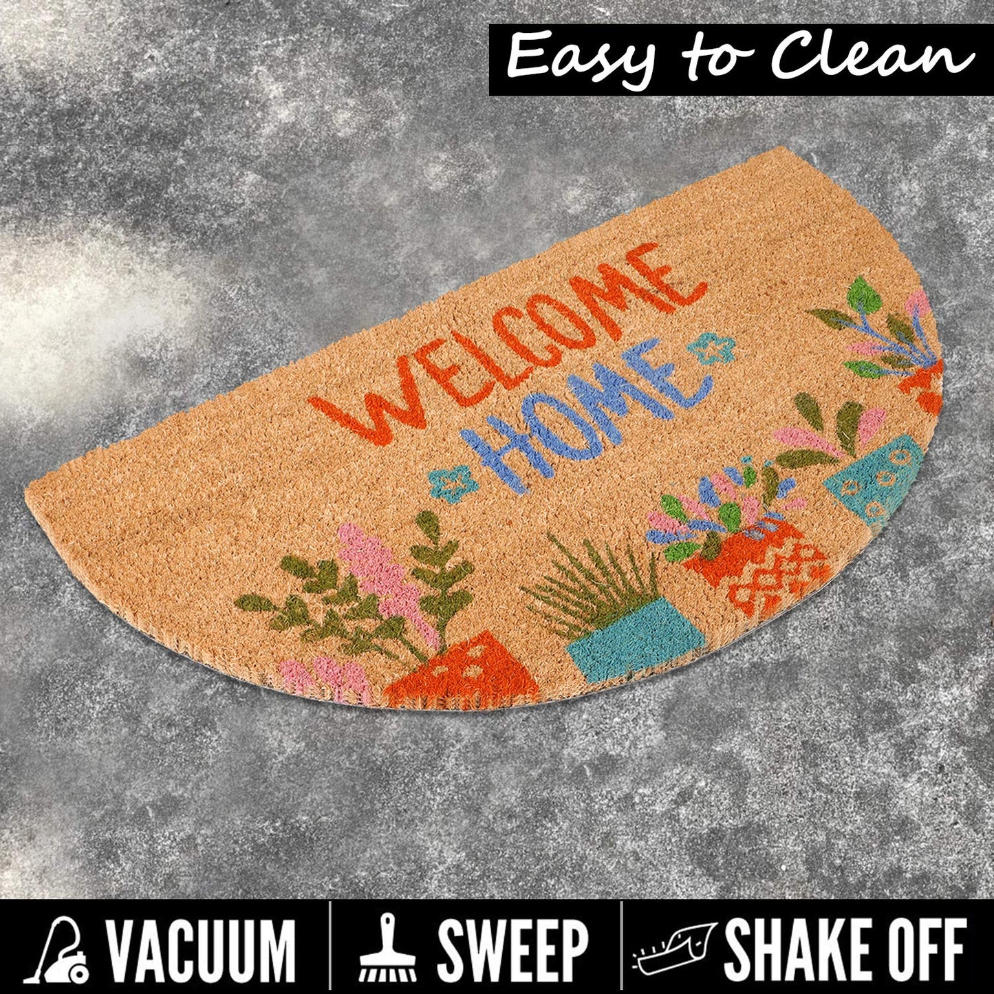 Large 45X75Cm Coir Door Mats For Entrance Big Size Welcome Mat, Welcome Home, Blue (Rectangular)