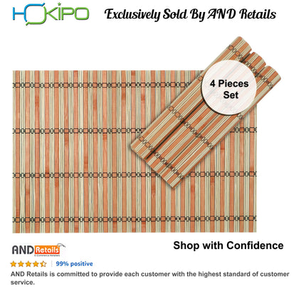 Reversible Bamboo Placemats for Dining Table Set of 4 Table Mats, 45 x 30 cm,