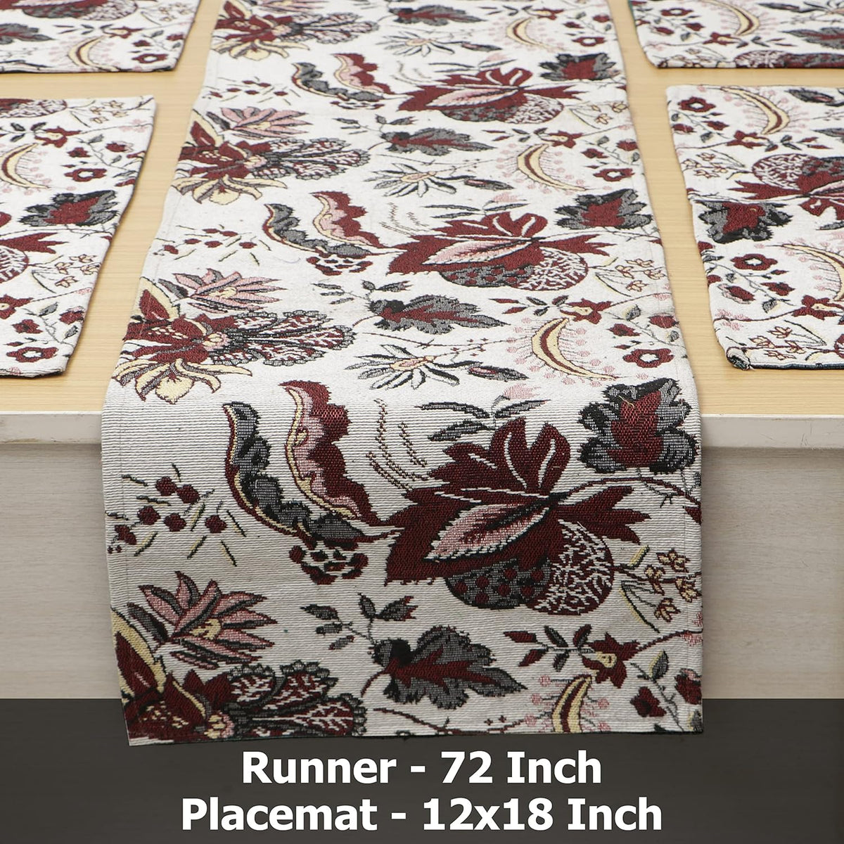 Cotton Jacquard Dining Table Mats, White Spring Flower