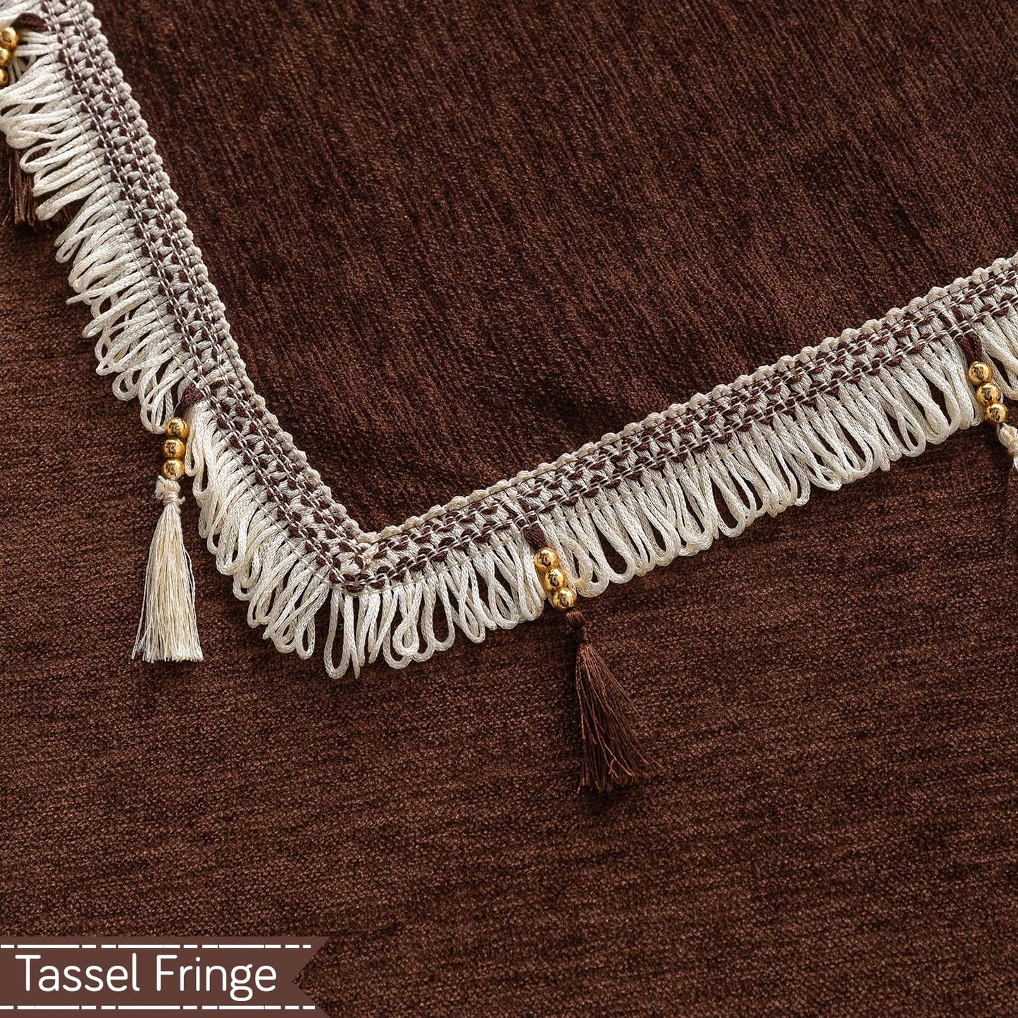 Serenity Tassel Chenille Sofa Cover with Tassel – Chestnut Luxe