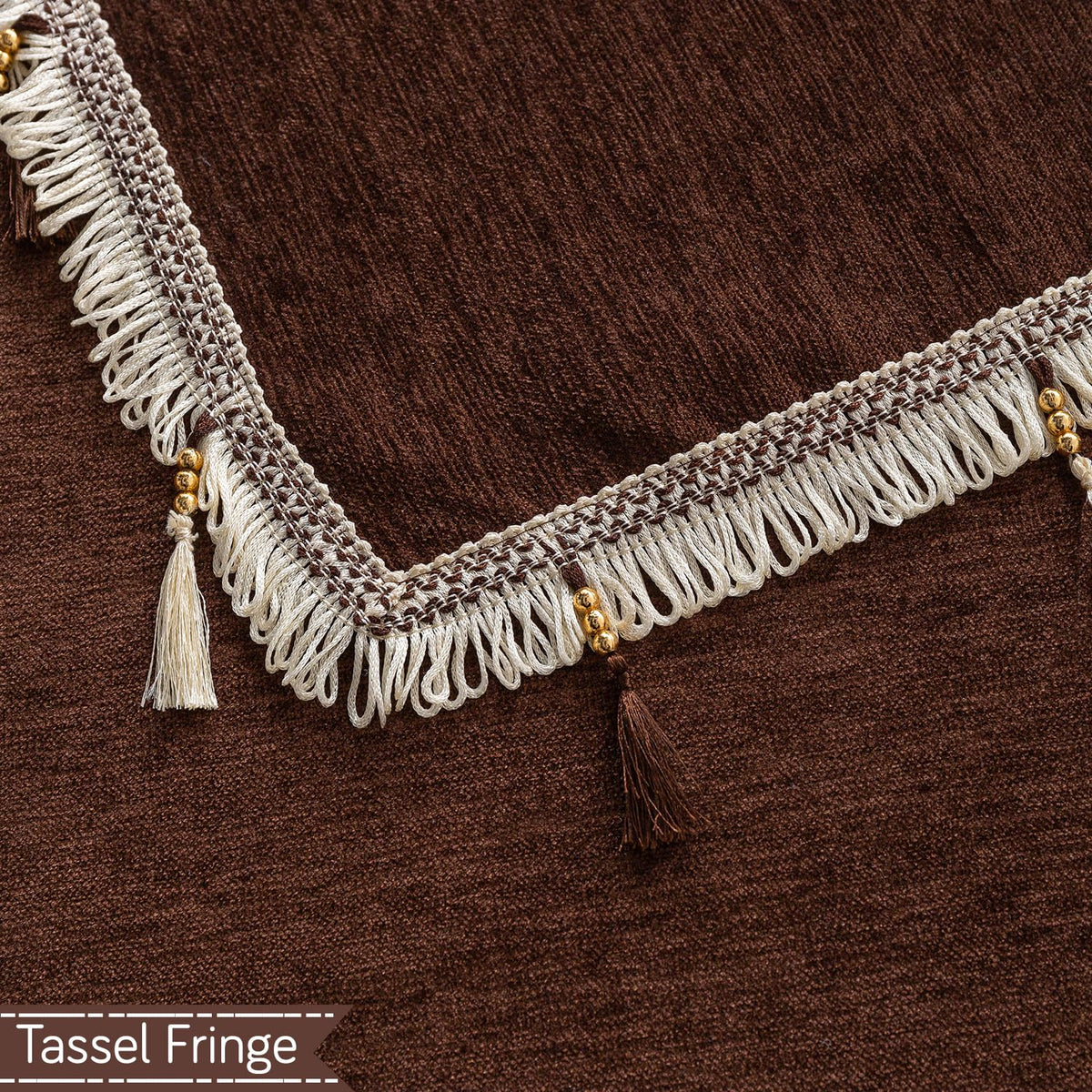 Serenity Tassel Chenille Sofa Cover with Tassel – Chestnut Luxe