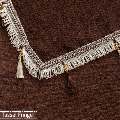 Serenity Tassel Chenille Sofa Cover with Tassel – Chestnut Luxe