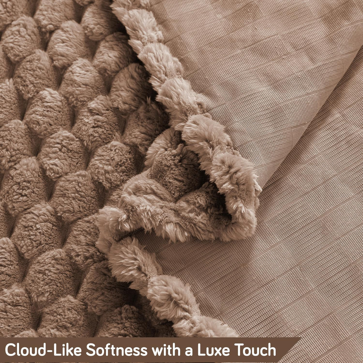 Luxury Rabbit Wool Plush Sofa Throw, Canvas Brown