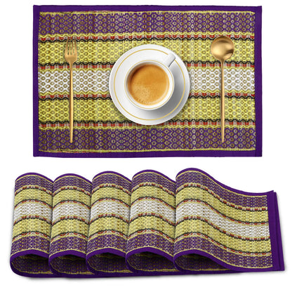 Handmade Madurkathi River Grass Dining Table Mats, Purple